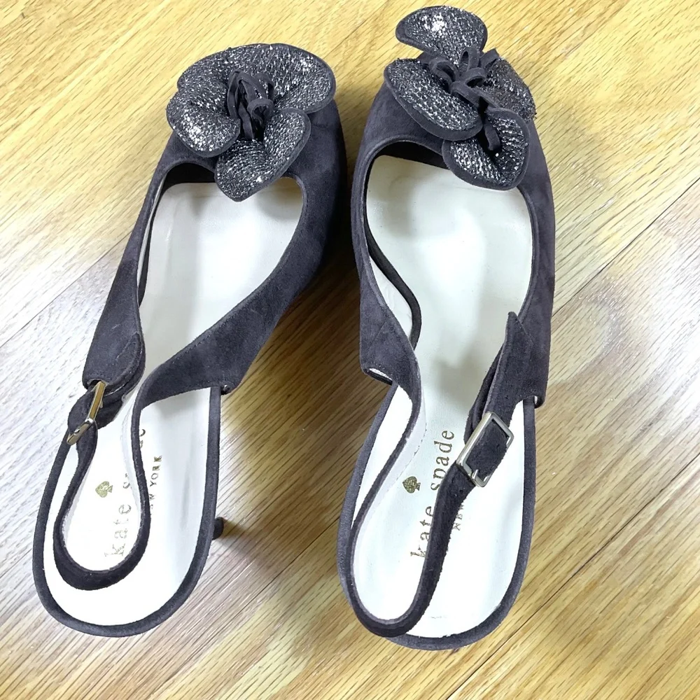 Kate Spade Pumps Suede Peep Toe Slingback Platform Brown (9.5)